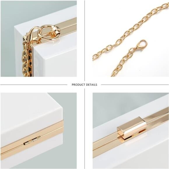 Clutch Bag with Detachable Chain: White Shoulder Handbag for Chic Style - Picture 3 of 7